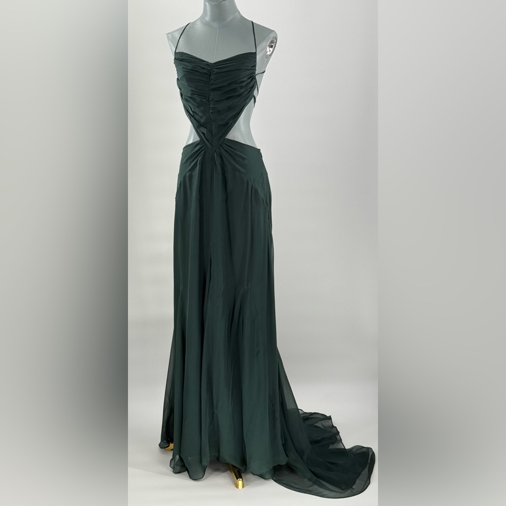 🆕 CULT GAIA 🧿 NWOT Aphea Silk Cut Out Backless Dress, Forest Green - Sz US 4 - Picture 12 of 16